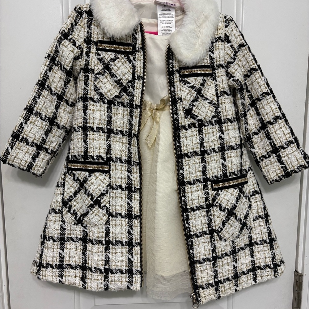 Blueberi Boulevard Black and White  Dress with Gold Accents